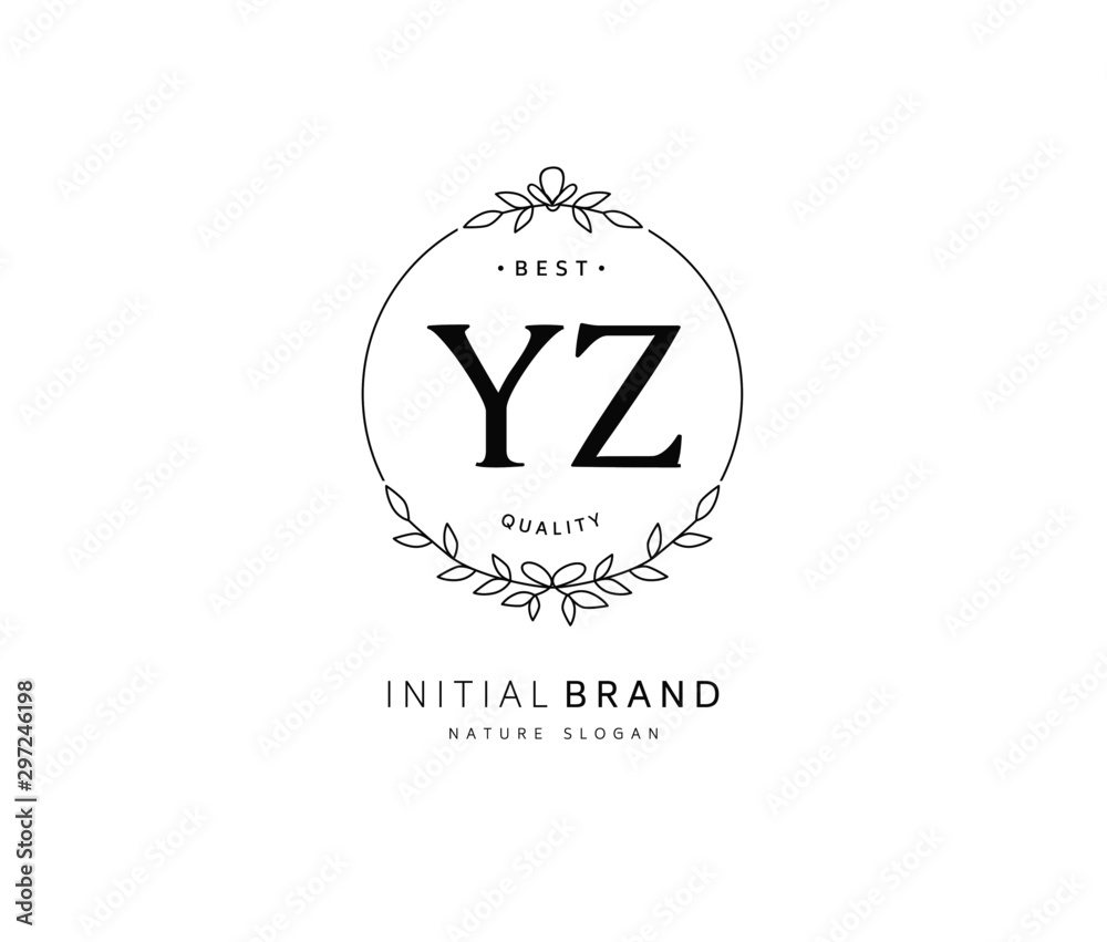 Y Z YZ Beauty vector initial logo, handwriting logo of initial signature, wedding, fashion, jewerly, boutique, floral and botanical with creative template for any company or business.