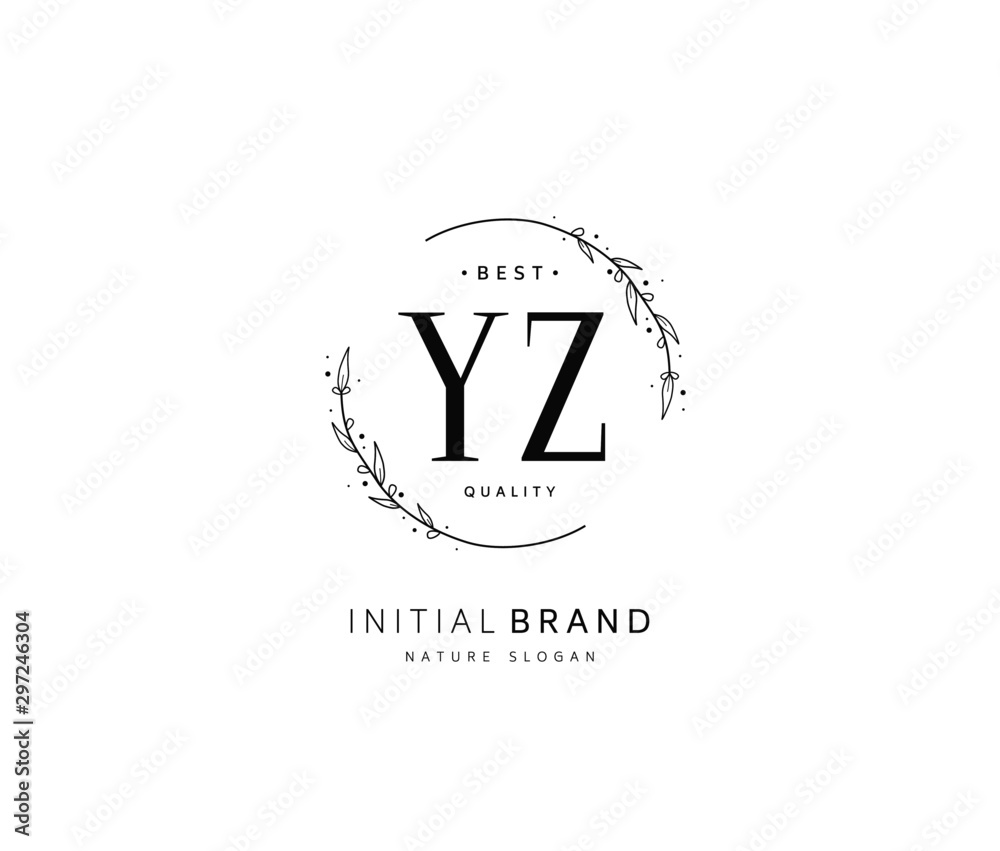 Y Z YZ Beauty vector initial logo, handwriting logo of initial signature, wedding, fashion, jewerly, boutique, floral and botanical with creative template for any company or business.