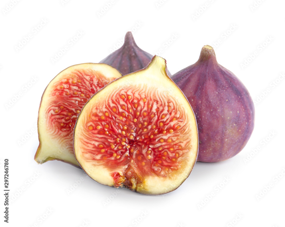 Tasty fresh fig fruits on white background Tasty fresh fig fruits on white background
