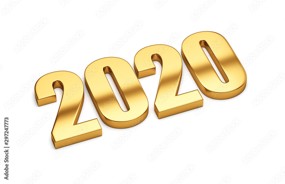 New 2020 year golden isolated on white background. 3d render illustration. New 2020 year golden isolated on white background. 3d render illustration.