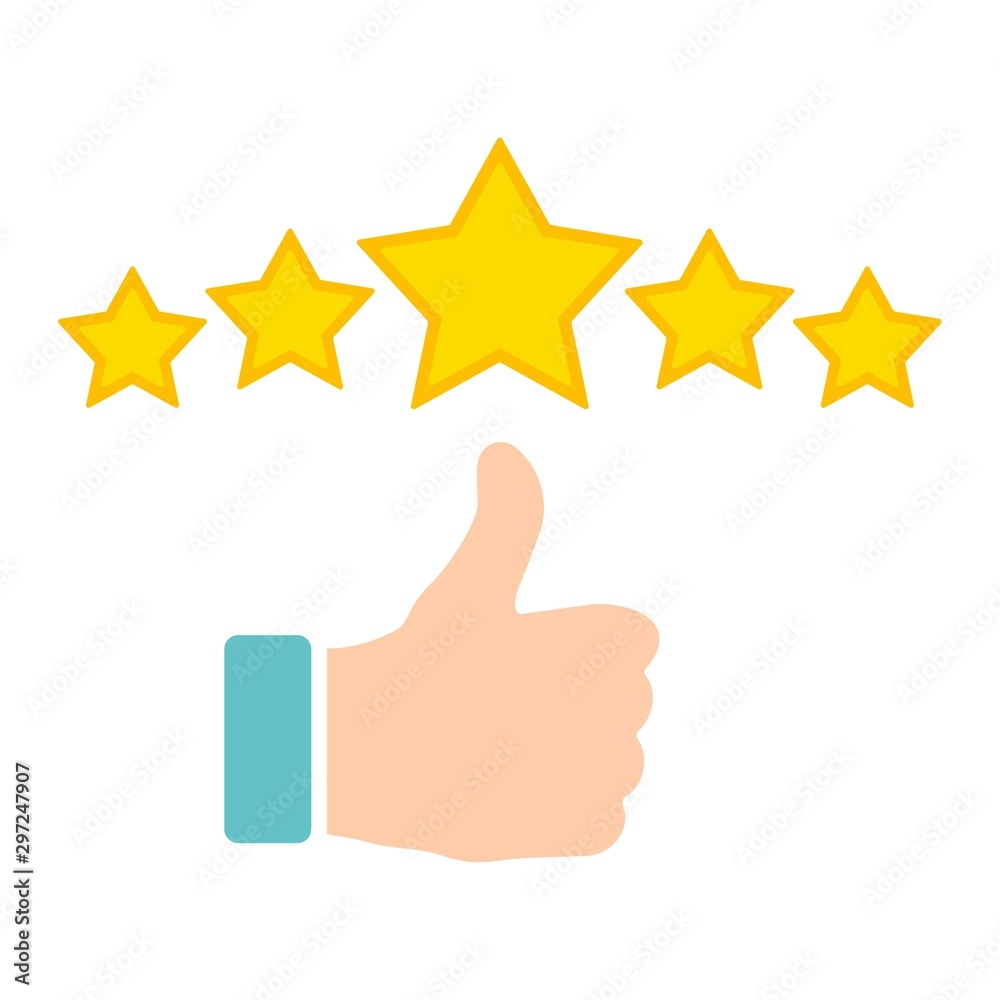 customer review icon, quality rating, feedback, five stars line symbol on white background - editable stroke vector illustration eps10