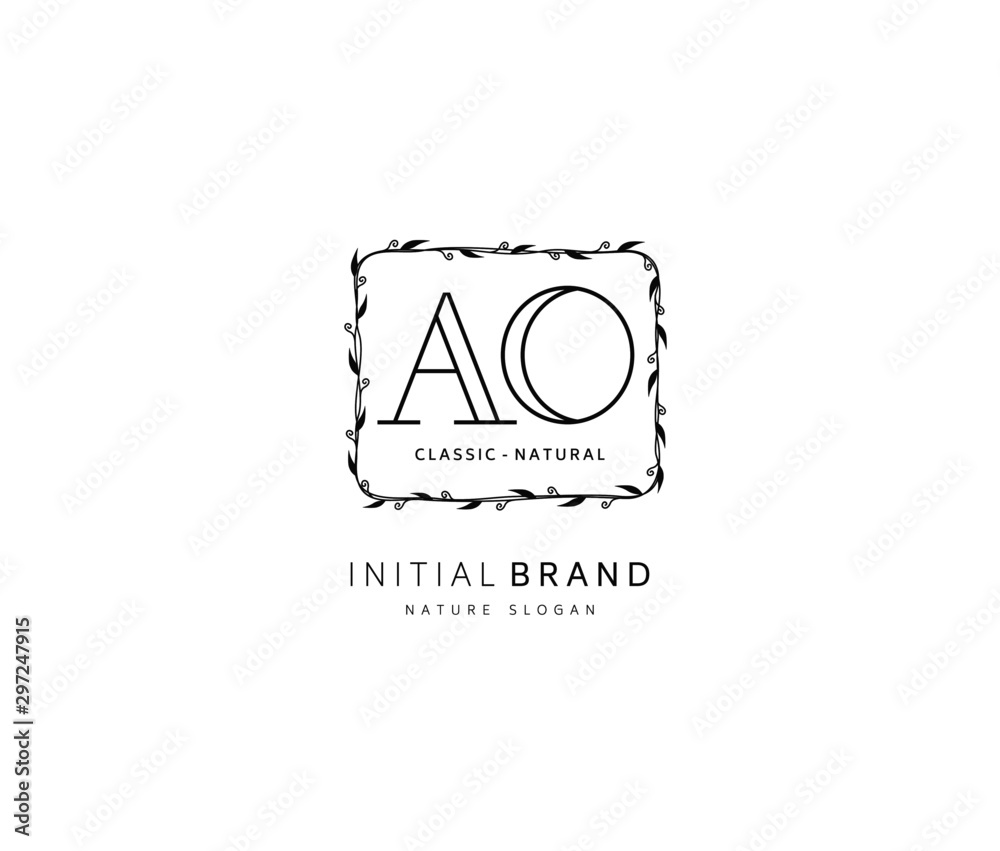A O AO Beauty vector initial logo, handwriting logo of initial signature, wedding, fashion, jewerly, boutique, floral and botanical with creative template for any company or business.