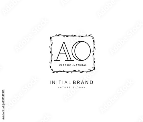 A O AO Beauty vector initial logo, handwriting logo of initial signature, wedding, fashion, jewerly, boutique, floral and botanical with creative template for any company or business.