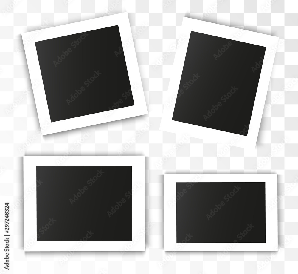  Realistic vector photo frame on a transparent background. Set of photos for illustration. - obrazy, fototapety, plakaty 
