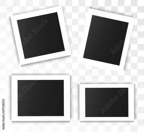  Realistic vector photo frame on a transparent background. Set of photos for illustration.