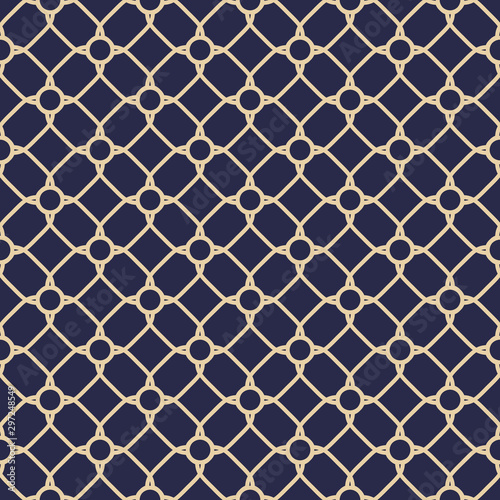 Seamless blue and golden background for your designs. Modern ornament. Geometric abstract pattern