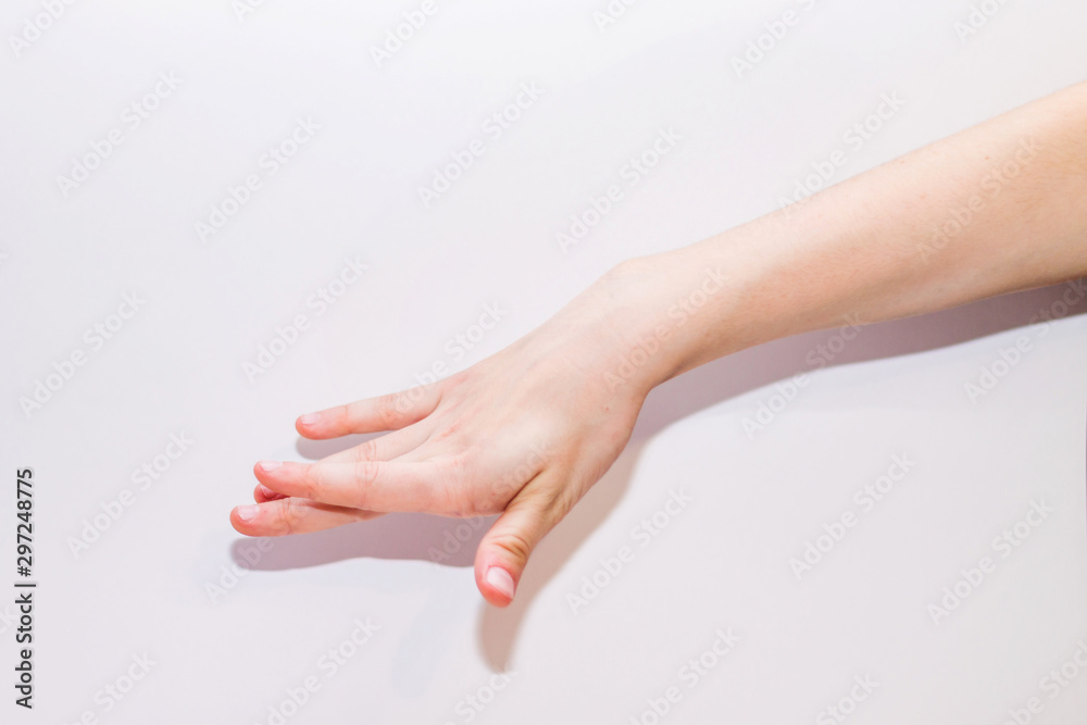 baby hands on white background, play, close up