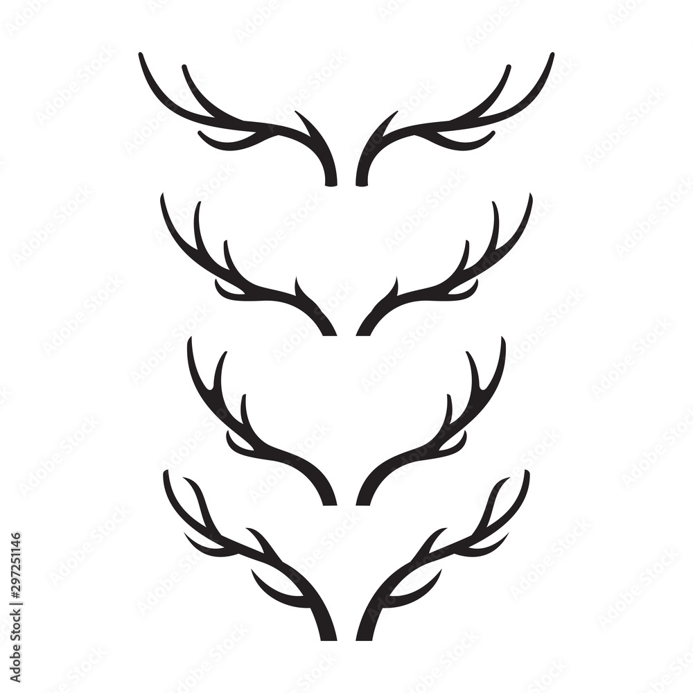 deer horn vector silhouette illustration set