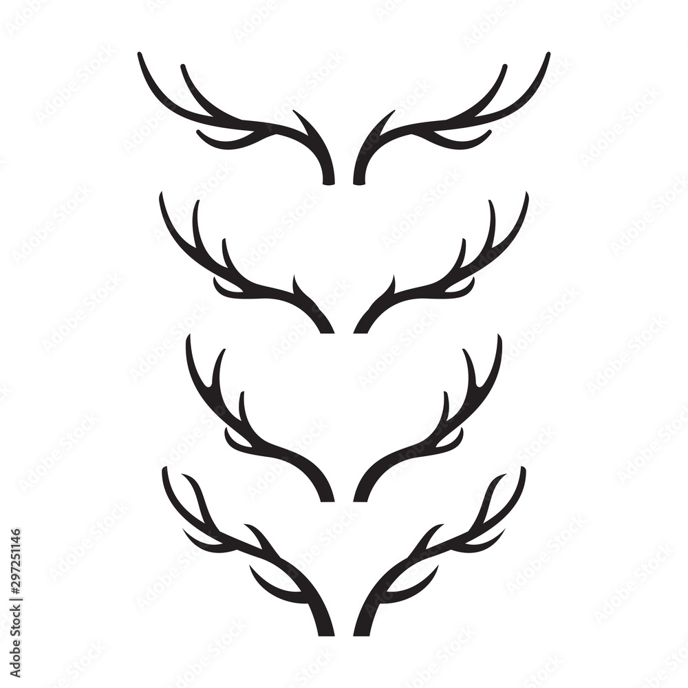 deer horn vector silhouette illustration set deer horn vector silhouette illustration set