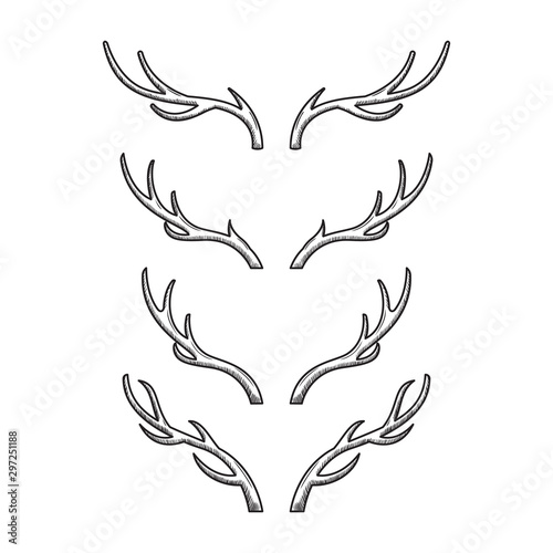 deer horn vector silhouette illustration set