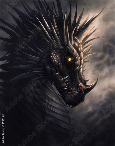 Black dragon portrait