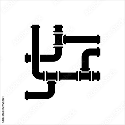 Pipe Icon, Pipe Fitting Icon, Water, Gas, Oil Pipeline, Plumbing Work