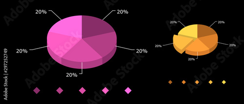 Pie chart. Isolated on blac...