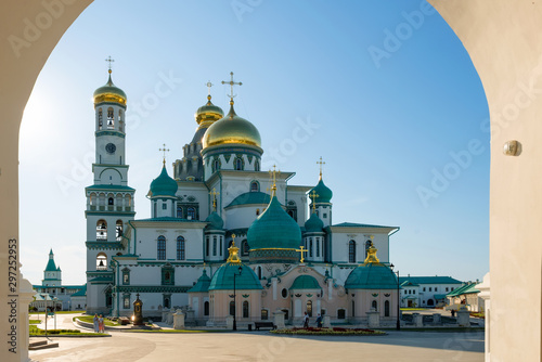 NEW JERUSALEM, ISTRA, RUSSIA - AUGUST 29, 2019: Panorama of the Voskresensky New Jerusalem stauropegial monastery in town Istra, view from above. Moscow region. Russia photo