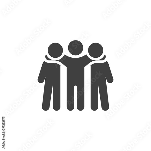 Three friend standing vector icon. Brotherhood filled flat sign for mobile concept and web design. People friendship glyph icon. Symbol, logo illustration. Vector graphics photo