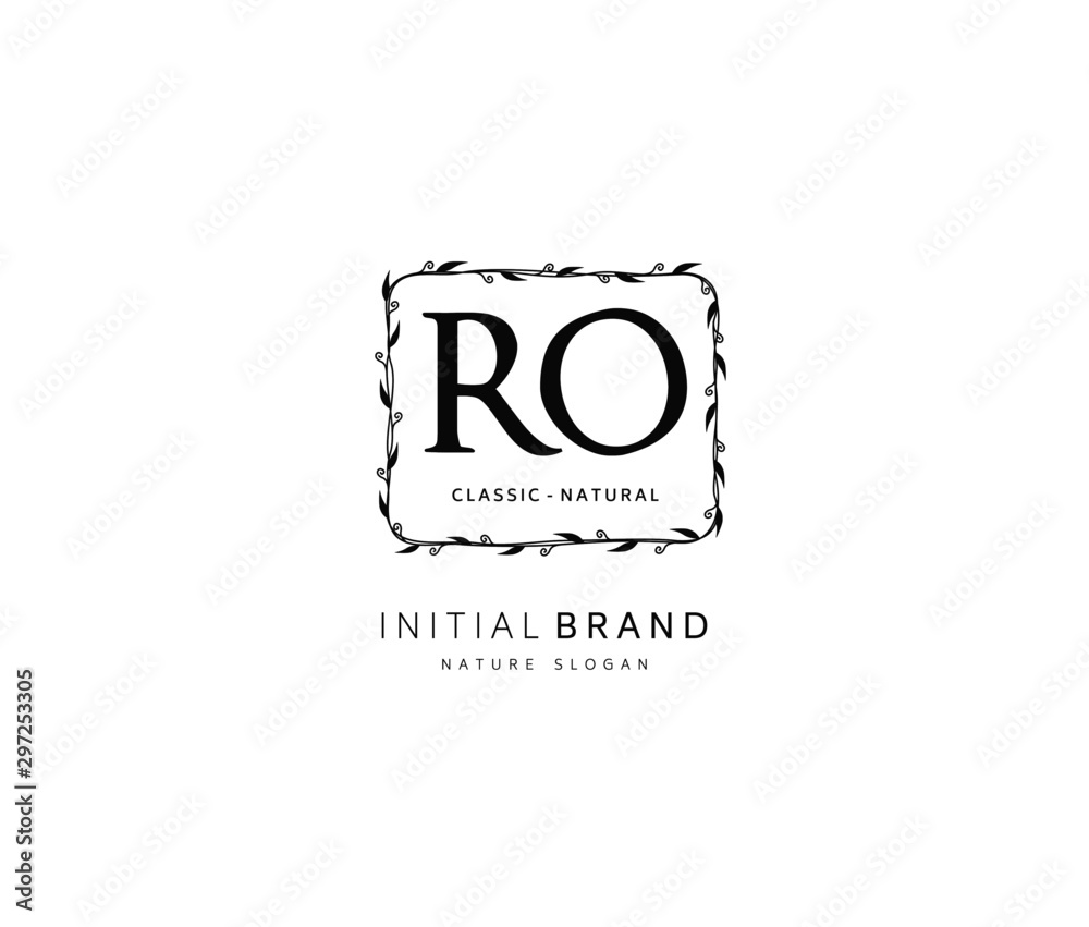 Obraz premium R O RO Beauty vector initial logo, handwriting logo of initial signature, wedding, fashion, jewerly, boutique, floral and botanical with creative template for any company or business.