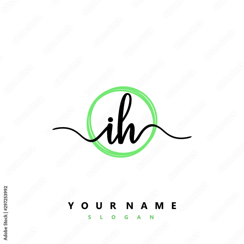 IH Initial handwriting logo vector IH Initial handwriting logo vector
