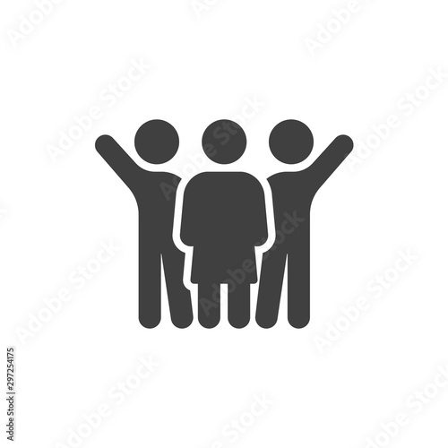 People relationship vector icon. filled flat sign for mobile concept and web design. Two man and one woman glyph icon. Symbol  logo illustration. Vector graphics