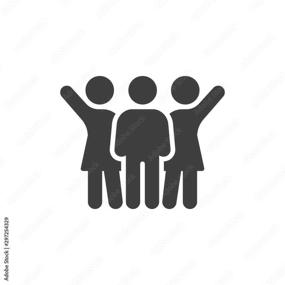 One man and two women vector icon. filled flat sign for mobile concept and web design. People Relationship glyph icon. Symbol, logo illustration. Vector graphics One man and two women vector icon. filled flat sign for mobile concept and web design. People Relationship glyph icon. Symbol, logo illustration. Vector graphics