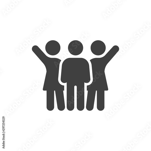 One man and two women vector icon. filled flat sign for mobile concept and web design. People Relationship glyph icon. Symbol, logo illustration. Vector graphics