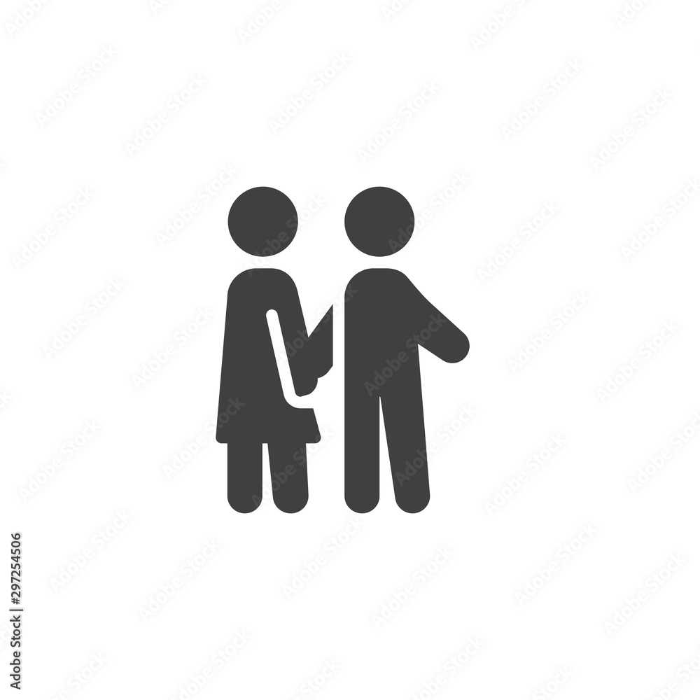 Walking couple vector icon. filled flat sign for mobile concept and web design. Man and woman holding hands each other glyph icon. Symbol, logo illustration. Vector graphics Walking couple vector icon. filled flat sign for mobile concept and web design. Man and woman holding hands each other glyph icon. Symbol, logo illustration. Vector graphics