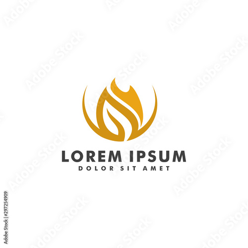 Fire Flame Logo design vector template. Creative Droplet Burn Elegant Bonfire Logotype