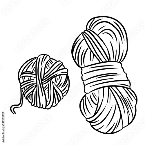 Cute cartoon yarn doodle image. Hand made logo. Media highlights symbol