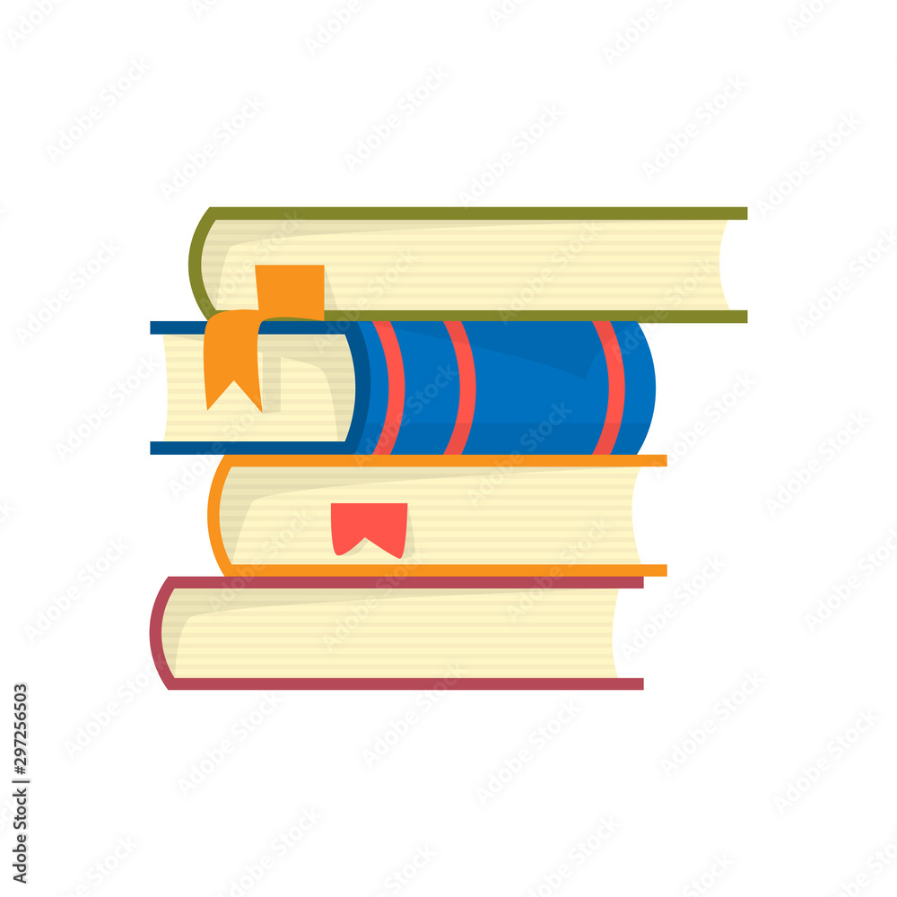 Stack of books on a white background. Pile of books vector illustration. Icon stack of books in flat style.