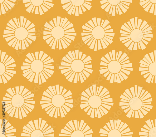 Japanese Golden Seaside Sunshine Seamless Pattern