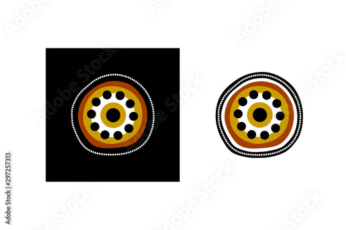 Aboriginal art design vector logo icon including ethnic Australian motive with typical elements