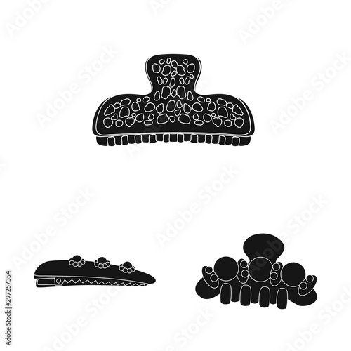 Isolated object of hairstyle and female icon. Collection of hairstyle and hair vector icon for stock.