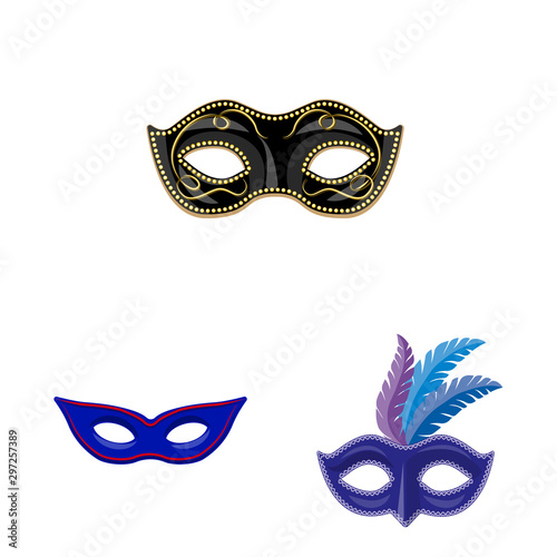 Vector illustration of carnival and theatrical symbol. Collection of carnival and mystery stock symbol for web.