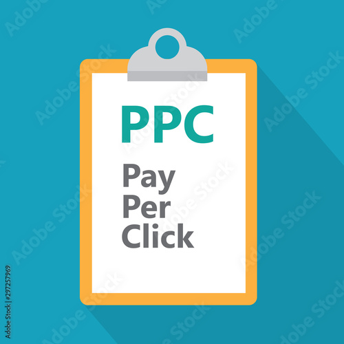 clipboard with PPC, Pay Per Click concept- vector illustration