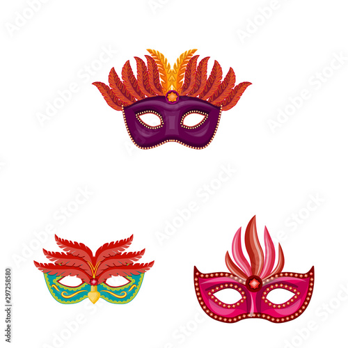 Vector illustration of carnival and theatrical logo. Collection of carnival and mystery stock vector illustration.