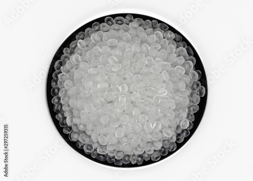 Polypropylene granule close-up background texture.