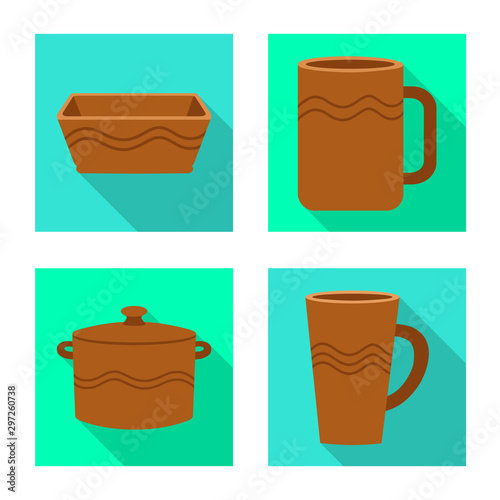 Isolated object of pottery and ware icon. Set of pottery and clayware stock vector illustration.