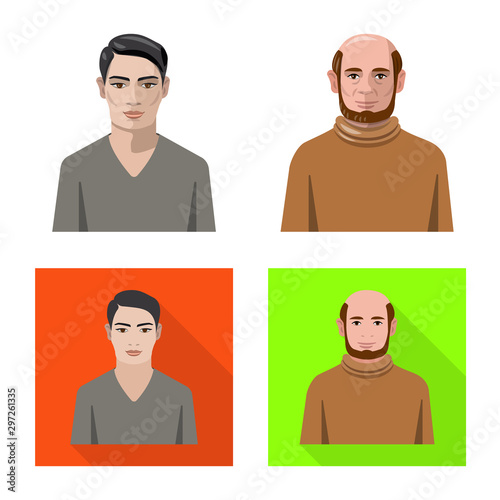Vector illustration of hairstyle and profession logo. Set of hairstyle and character stock vector illustration.