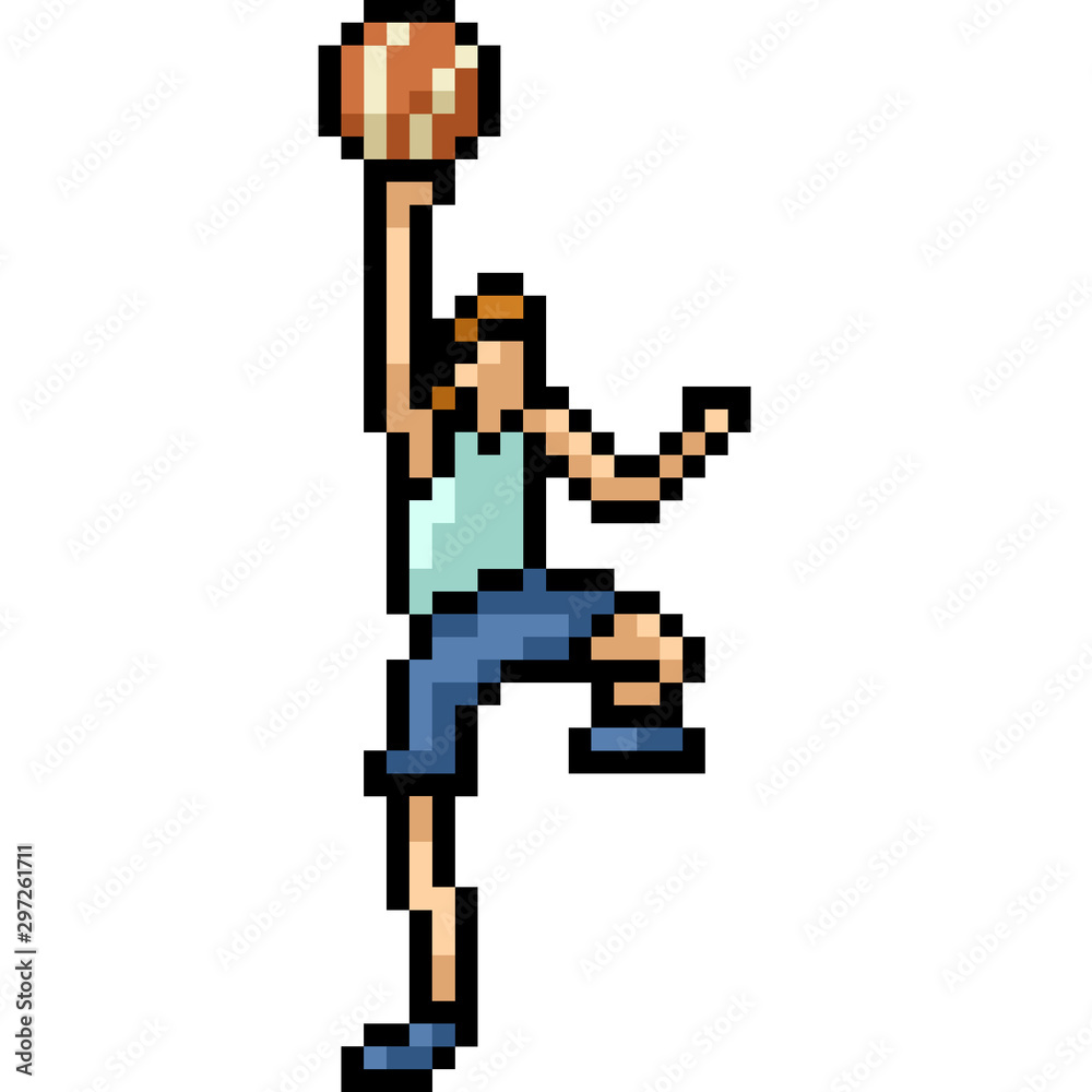 vector pixel art basketball player