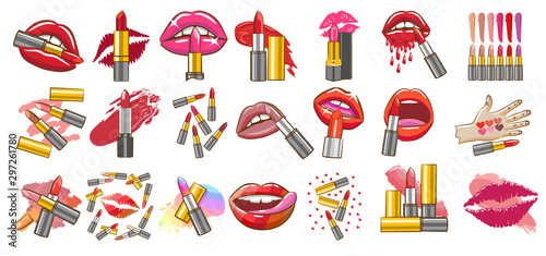 lipstick vector set clipart design © pisut