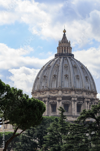 Dome of St Peters Basilica in Rome as seen from Vatican Museum