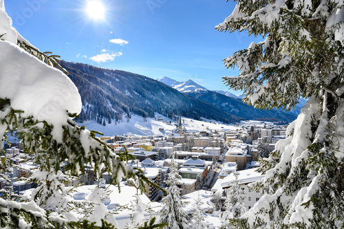 Landscape of winter resort Davos - the home of annual  World Economy Forum. photo