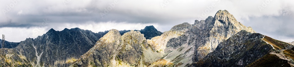 Tatra mountains peaks in the autumn. Trail towards Swinica in Poland