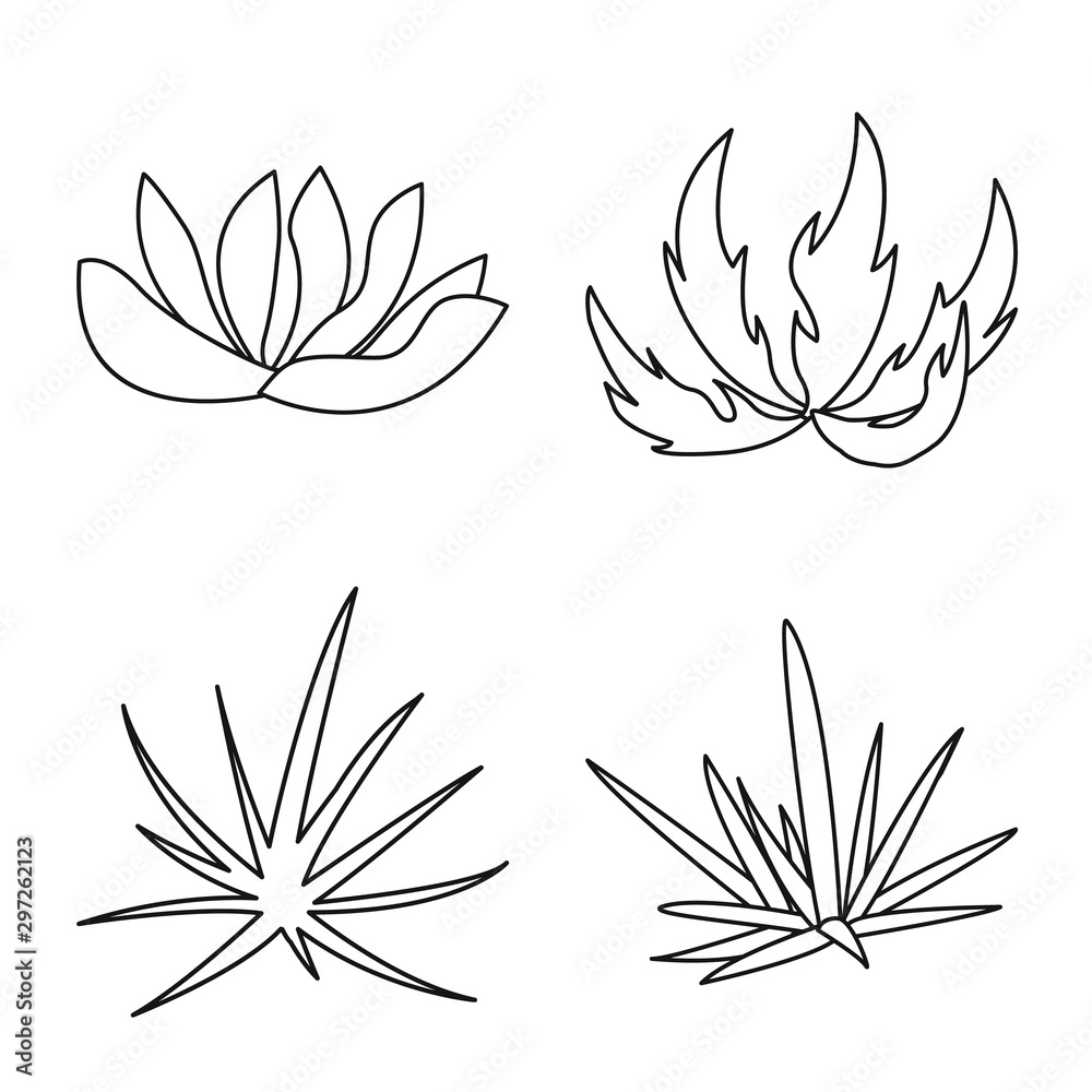 Fototapeta premium Isolated object of hedge and shrub icon. Set of hedge and floral stock vector illustration.