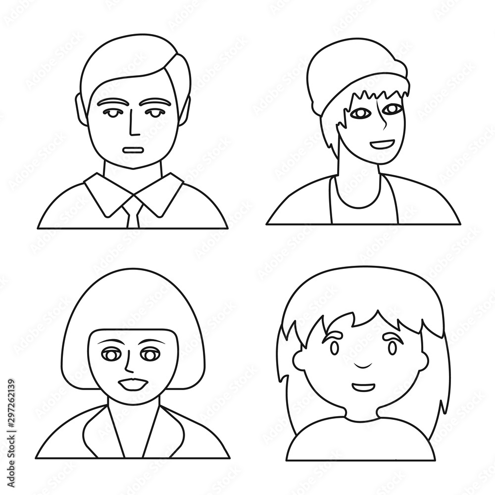 Vector illustration of fashion and haircut sign. Set of fashion and nationality stock vector illustration. Vector illustration of fashion and haircut sign. Set of fashion and nationality stock vector illustration.