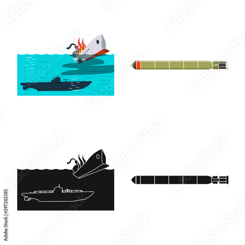 Isolated object of war and ship symbol. Collection of war and fleet stock vector illustration.