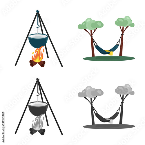 Vector illustration of trekking and wildlife icon. Set of trekking and leisure stock vector illustration.