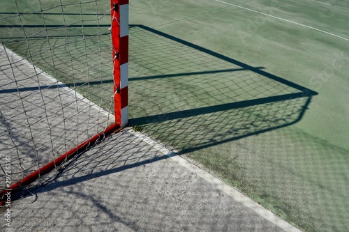 soccer goals sports equipment shadow silhouette on the field on the street
