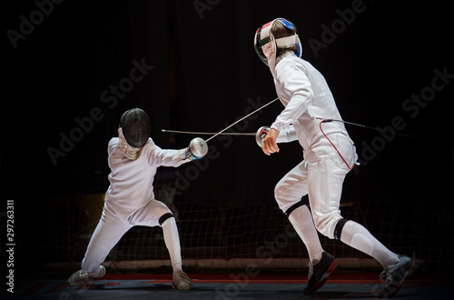Fight at a fencing competition.