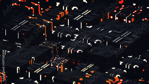 Metalic cubes and glowing l...