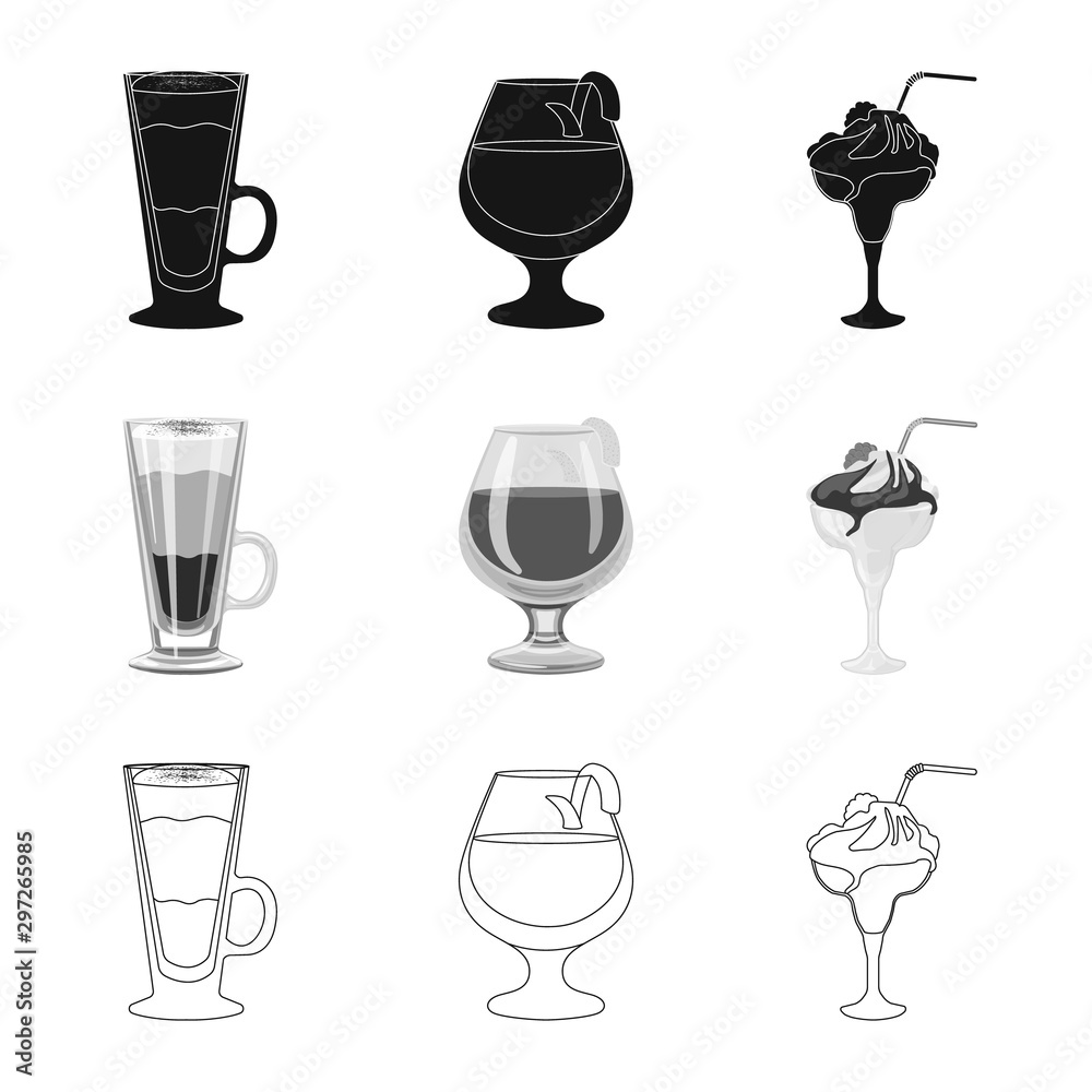 Isolated object of liquor and restaurant symbol. Set of liquor and ingredient stock vector illustration. Isolated object of liquor and restaurant symbol. Set of liquor and ingredient stock vector illustration.